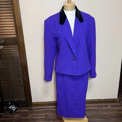 Talbots Mujer 16 Falda Traje Púrpura 2 Piezas Blazer y Falda Larga Ropa Profesional Clásica Foto 1 de 4