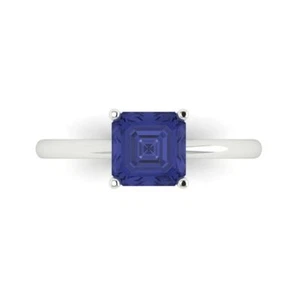 14K White Gold Solitaire Engagement Ring for Women, 1.5 ctw Simulated Tanzanite - Picture 1 of 11