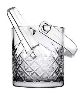 13cm Height Small Glass Ice Cubes Bucket with Carry Handle & Tongs - Picture 1 of 1