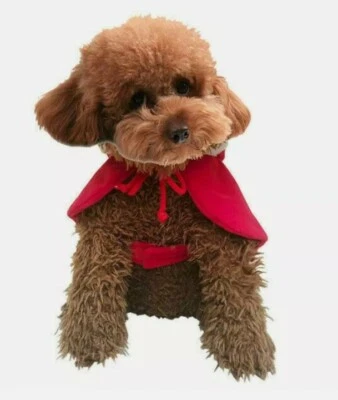 Pet Hooded Christmas Santa Puppy Cat Dog Cape Cloak Poncho fancy Dress ~Size Sml - Image 1 of 4