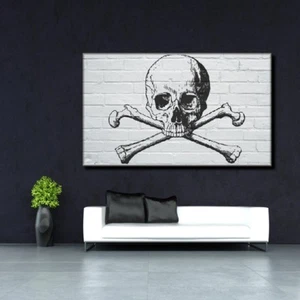 LEINWAND BILD ER XXL POP ART BANKSY TOTENKOPF GRAFFITI SKULL ABSTRAKT BIS 150x90 - Bild 1 von 2