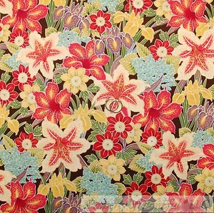 BonEful FABRIC FQ Cotton Quilt VTG Rainbow Pink Yellow Easter Lily Flower Garden - Picture 1 of 9