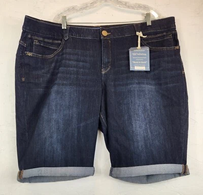NEW, Womens, Democracy Ab-Solution Bermuda Denim Shorts size 24W, dark Blue. - Image 1 of 4