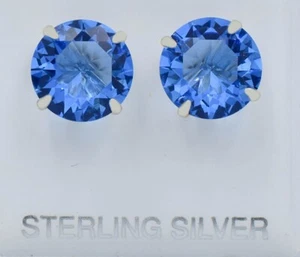 LAB CREATED 11.50 Cts TANZANITE EARRINGS .925 Sterling Silver- 10mm- NWT - Picture 1 of 7