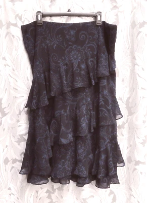 FALDA CHAPS FORRADA CON VOLANTES PULL-UP FLORAL CARBÓN LARGO BALLET L NUEVA Foto 1 de 4