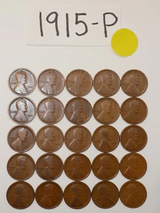 1915-P CENT ROLL FECHA SÓLIDA = 25 CENTAVOS DE TRIGO LINCOLN (MÁS DE 8 ARTÍCULOS ENVÍO GRATIS) - Imagen 1 de 2