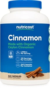 Nutricost Cinnamon Capsules (240 capsules) 1200mg per serving - Gluten-Free - Picture 1 of 5