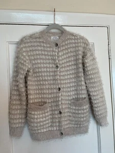 Zara Girls Knitwear Winter Collection Beige Fluffy Winter Cardigan 13-14 Years - Picture 1 of 12