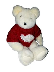Mary Meyer Off White Valentine Teddy Bear Plush Red Sweater 12.5" (Vintage 1994) - Picture 1 of 12