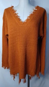 Madberry Orange Fringe Tassel Crochet Sweater Size Large - Picture 1 of 7