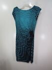 Womens North Style Dress Size 6 Teal Blue Pull Over Short Sleeve Ties In Front
