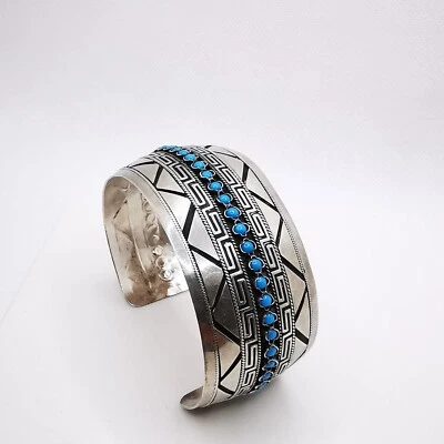 Schöne Vintage  Armreif 935 Silber Türkis Edelsteine - Bild 1 von 4