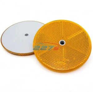 2x Amber Circular Reflectors with Centre Hole, 84mm- trailer caravan gatepost - Picture 1 of 1