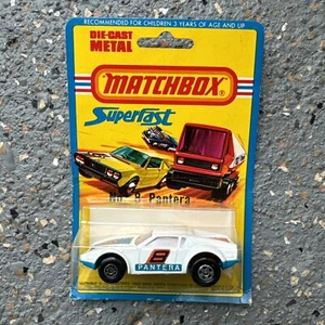 Matchbox 1975 Superfast 8 White De Tomaso Pantera Orange Original Blister - Picture 1 of 6