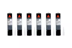 6x Sikaflex 221 300ml CZARNY Uszczelniacz Uszczelniacz Klej Wkład Sika - Zdjęcie 1 z 1