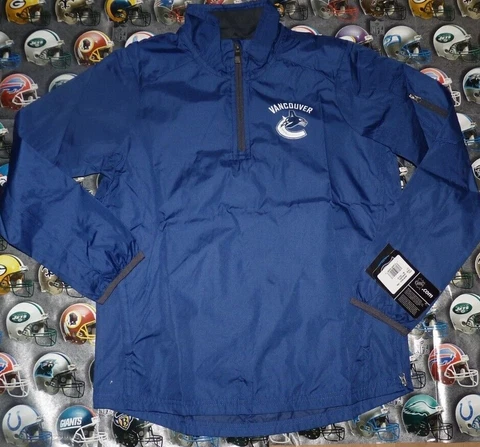 NEW NHL Vancouver Canucks Ice Hockey 1/4 Zip Windbreaker Jacket M 10 12 boys NWT Cover