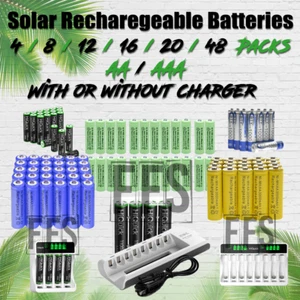 Solar Batteries AA / AAA Rechargeable NiMH lot garden lights, electronic, remote - Picture 1 of 48