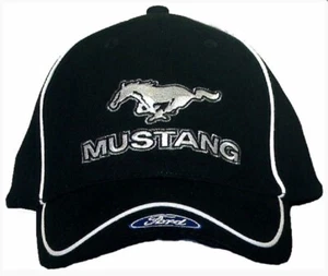 Ford Mustang Pony Black Embroidered Logo Hat Cap Official Licensed - Picture 1 of 1