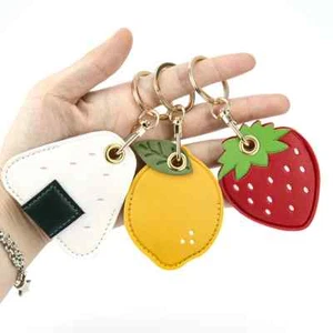 Cute Strawberry Lemon Case for Apple Airtag Protection PU Leather Cover Pendant - Picture 1 of 34
