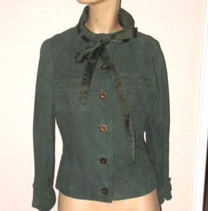 Badgley Mischka green suede cropped jacket Size 2 - Picture 1 of 9