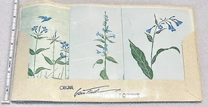 Vintage Gwen Frostic blaue Blumen botanischer Vogel Blockdrucke Notizkarten VERSIEGELT - Bild 1 von 3