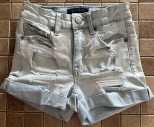 Women's Aeropostale Denim Shorts Size 00 Light Blue Distressed - Picture 1 of 4