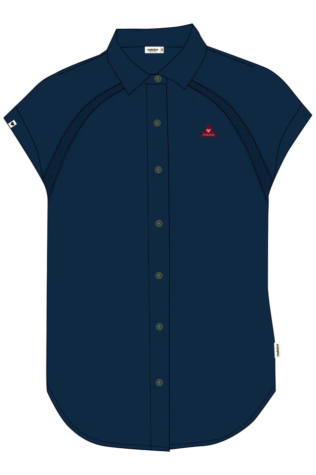 Maloja Femmes Blouse Chemise Guardam. Fonctionnel Bleu Foncé Séchage Rapide - Photo 1/1