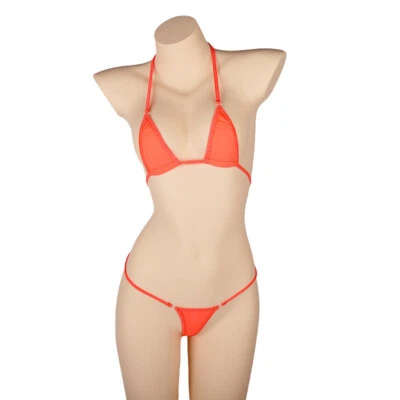 Conjunto de micro bikinis de seda sexy extremo para mujer, mini tanga traje de baño Foto 1 de 4