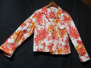 COLDWATER CREEK RED/ORANGE FLORAL JACKET PL - Picture 1 of 16