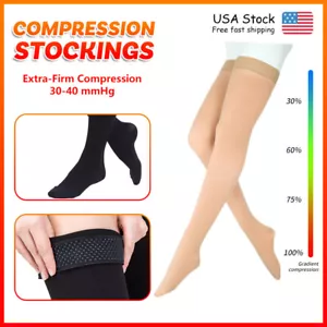 Compression Stockings Unisex 30-40 mmHg Varicose Veins Flight Leg Edema Socks - Picture 1 of 14