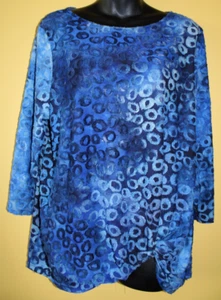 Blusa Ruby Rd XL azul texturizado manga 3/4 anudada delantera - Imagen 1 de 6