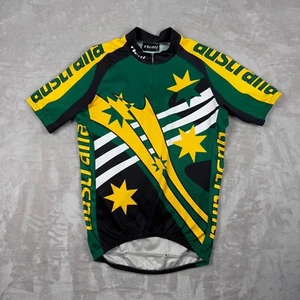 Vintage AUSTRALIA NETTI Mens L Cycling Jersey Green and Yellow 1/4 zip - Picture 1 of 8