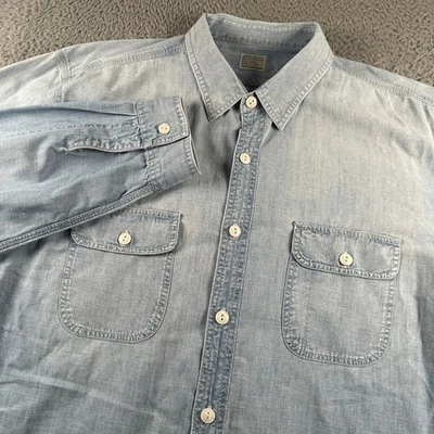 J.Crew Shirt Mens XL Light Blue Chambray Button Down Long Sleeve Workwear - Image 1 of 4