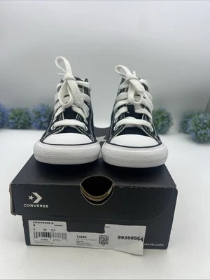 Zapatillas deportivas Converse All Star negras blancas altas bebés niños pequeños talla 4 Foto 1 de 4