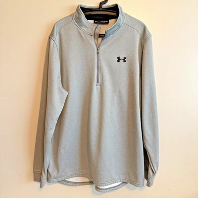 Under Armour Mens Gray 1/4 Zip Long Sleeve Loose Fit Coldgear Sweatshirt Sz XXL - Image 1 of 4