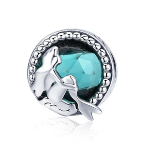 SOLID Sterling Silver A Little Mermaid Aqua Ocean CZ Charm by YOUnique Designs - Bild 1 von 2