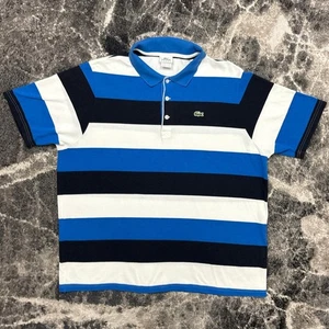 Lacoste Poloshirt Herren 9 gestreift blau schwarz weiß Kurzarm Knopf Krokodil - Bild 1 von 5
