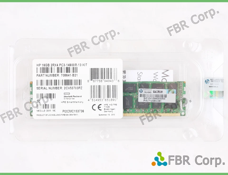 64GB Lot 4 NEW HP 708641-B21 715274-001 712383-081 RAM 16GB PC3-14900R DDR3 2Rx4 - Image 1 of 1