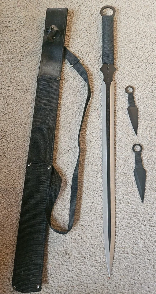 Stainless Steel Double Edged Kunai Ninjato + 2 Kunai Throwing Knives - Image 1 of 4