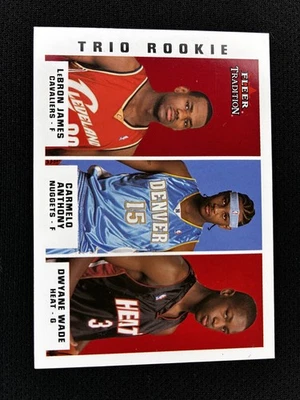 2003-04 Fleer Tradition - Trio Rookie LeBron James, Dwyane Wade, Carmelo Anthony - Image 1 of 2