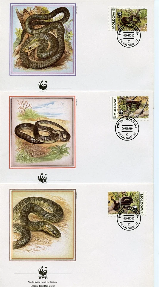 MOLDOVA 1993 3 X WWF FDC Covers Wildlife Snakes - Image 1 of 1