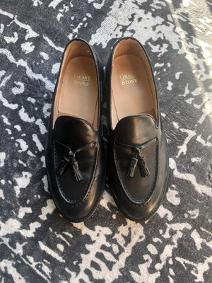 Mocasines Grant Stone Borla Talla 10.5E Cuero Negro Foto 1 de 4