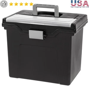 Caja de archivos de cartas portátil con tapa organizadora documentos suministros de oficina almacenamiento nuevo - Imagen 1 de 9
