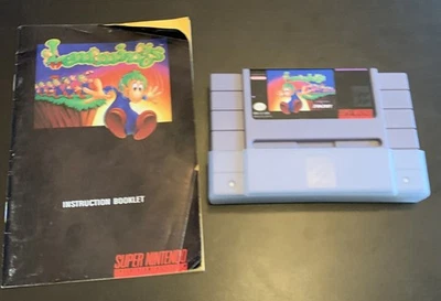 Lemmings SNES Super Nintendo 1992 Game Cartridge and Manual - Image 1 of 4