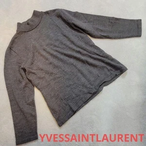 Authentic Yves Saint Laurent Turtleneck Knit Long Sleeve Gray Size M Women's - Picture 1 of 24