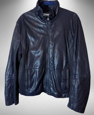 Chaqueta de cuero de piel de oveja Armani Collezioni para hombre Tg 54 grande EE. UU. hecha en Italia Foto 1 de 4
