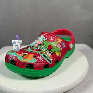 Disney Parks Christmas Crocs M7 W9 Mickey & Friends 2023 Holiday Presents Red - Foto 1 di 14