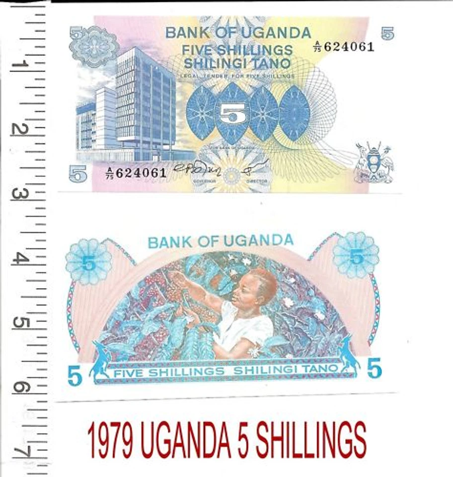 1979 UGANDA 5 SHILLINGS P-10 UNCIRCULATED, FREE U.S. SHIPPING!! - Image 1 of 1