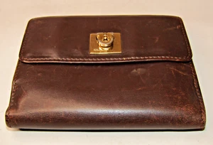 Brown Leather Salvatore Ferragamo Tri-Fold Mens Wallet - Picture 1 of 11