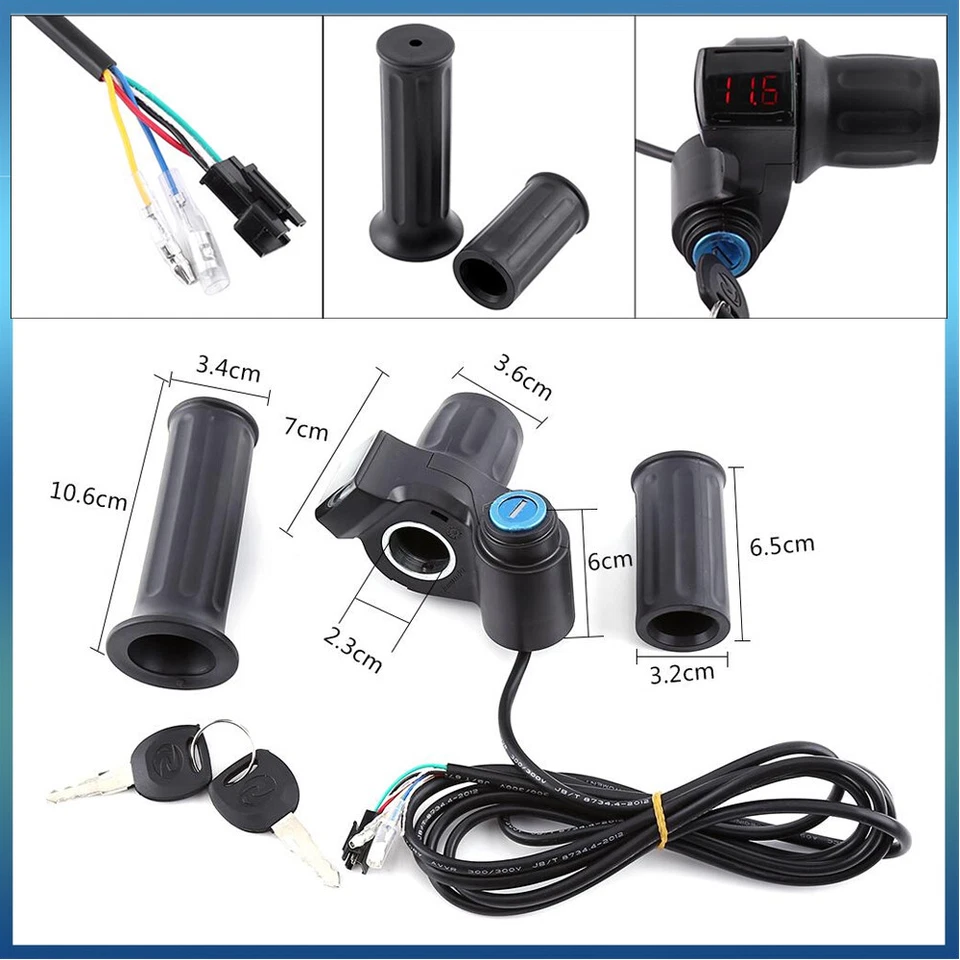 12v-99v Electirc Scooter E-bike Half Twist Digital Throttle Grip Handlebar BT